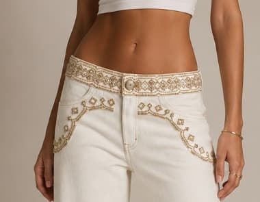Embroidered waistband on SAVELA 001